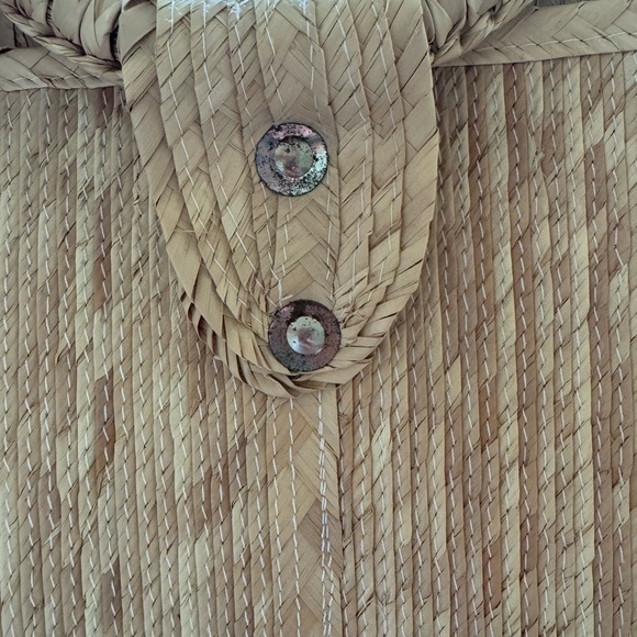 Straw Tote Beach Bag with Circle Handle - Picture 3 of 11